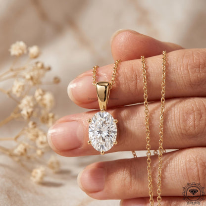IGI Certified Lab Grown Oval Diamond Solitaire Necklace - GrownDiamondJewels