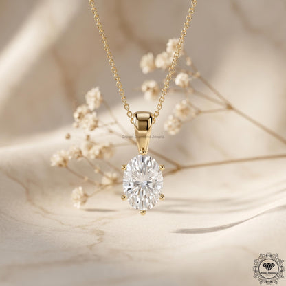 IGI Certified Lab Grown Oval Diamond Solitaire Necklace - GrownDiamondJewels