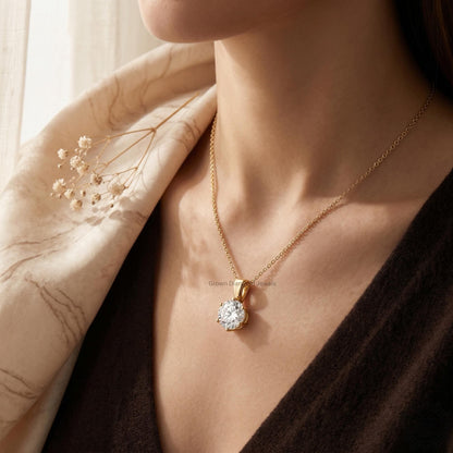 Lab Grown Round Diamond Solitaire Pendant Necklace IGI - GrownDiamondJewels