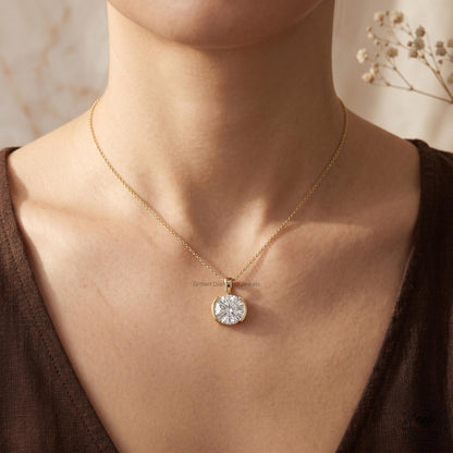 IGI Certified Round Lab Diamond Bezel Set Pendant Necklace - GrownDiamondJewels