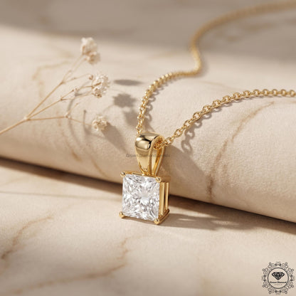 Princess Cut Lab Grown Diamond Pendant Necklace 1-5 CT - GrownDiamondJewels
