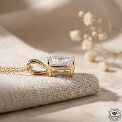Radiant Cut Lab Grown Diamond Solitaire Pendant Necklace - GrownDiamondJewels