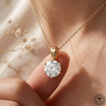 Lab Grown Round Diamond Solitaire Pendant Necklace IGI - GrownDiamondJewels