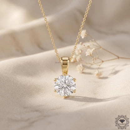 Lab Grown Round Diamond Solitaire Pendant Necklace IGI - GrownDiamondJewels