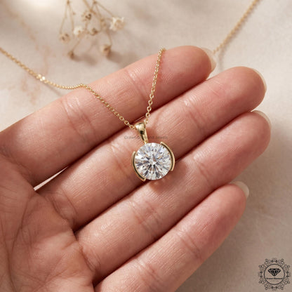 IGI Certified Round Lab Diamond Bezel Set Pendant Necklace - GrownDiamondJewels