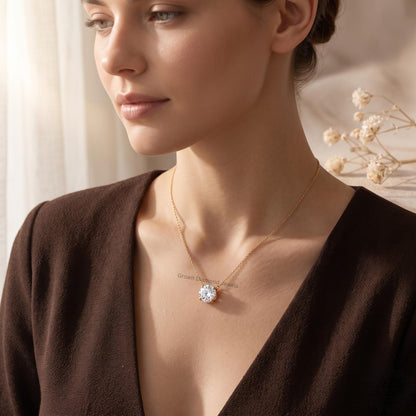 14K Gold Lab Grown Diamond Solitaire Necklace 1-5 CT - GrownDiamondJewels