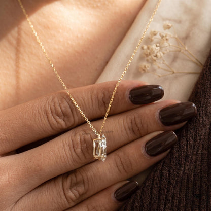 14K White Gold Pear Diamond Solitaire Necklace IGI Certified - GrownDiamondJewels