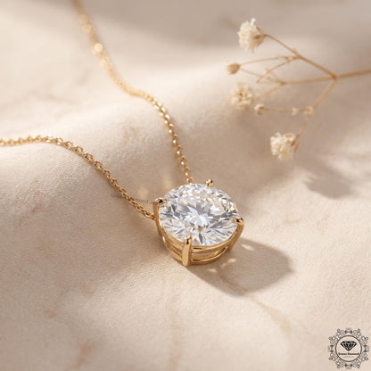 14K Gold Lab Grown Diamond Solitaire Necklace 1-5 CT - GrownDiamondJewels