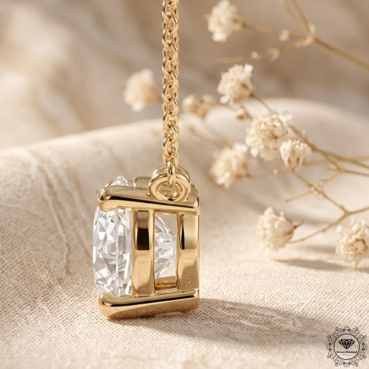 14K Gold Lab Grown Diamond Solitaire Necklace 1-5 CT - GrownDiamondJewels