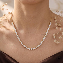 E-F VS Lab Grown Diamond Tennis Necklace 14K White Gold - GrownDiamondJewels