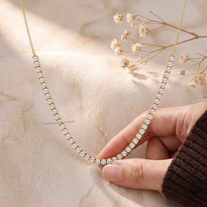 E-F VS Lab Grown Diamond Tennis Necklace 14K White Gold - GrownDiamondJewels