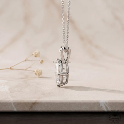 Lab Grown Princess Diamond Solitaire Necklace 18K White Gold - GrownDiamondJewels