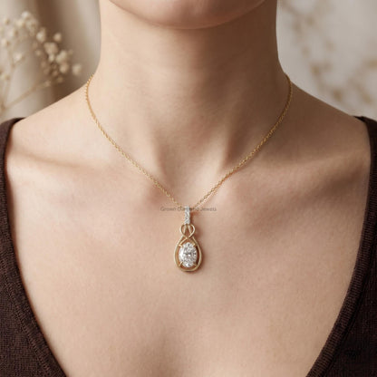Oval Lab Grown Diamond Infinity Knot Pendant Necklace 14K - GrownDiamondJewels