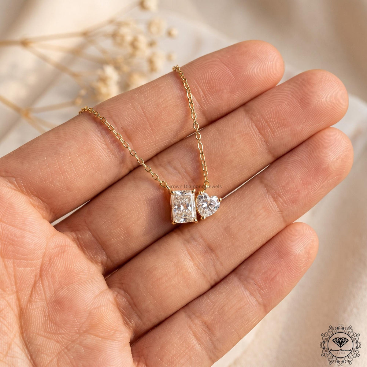 Radiant & Heart Lab Grown Diamond Toi et Moi White Gold - GrownDiamondJewels