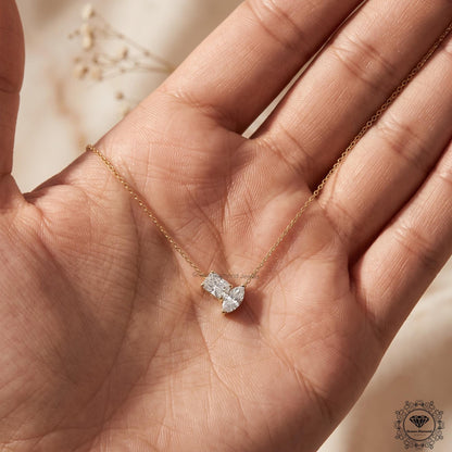 Radiant & Marquise Lab Grown Diamond Toi Et Moi Pendant - GrownDiamondJewels