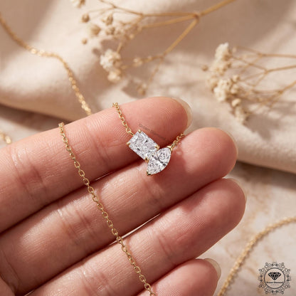 Radiant & Marquise Lab Grown Diamond Toi Et Moi Pendant - GrownDiamondJewels