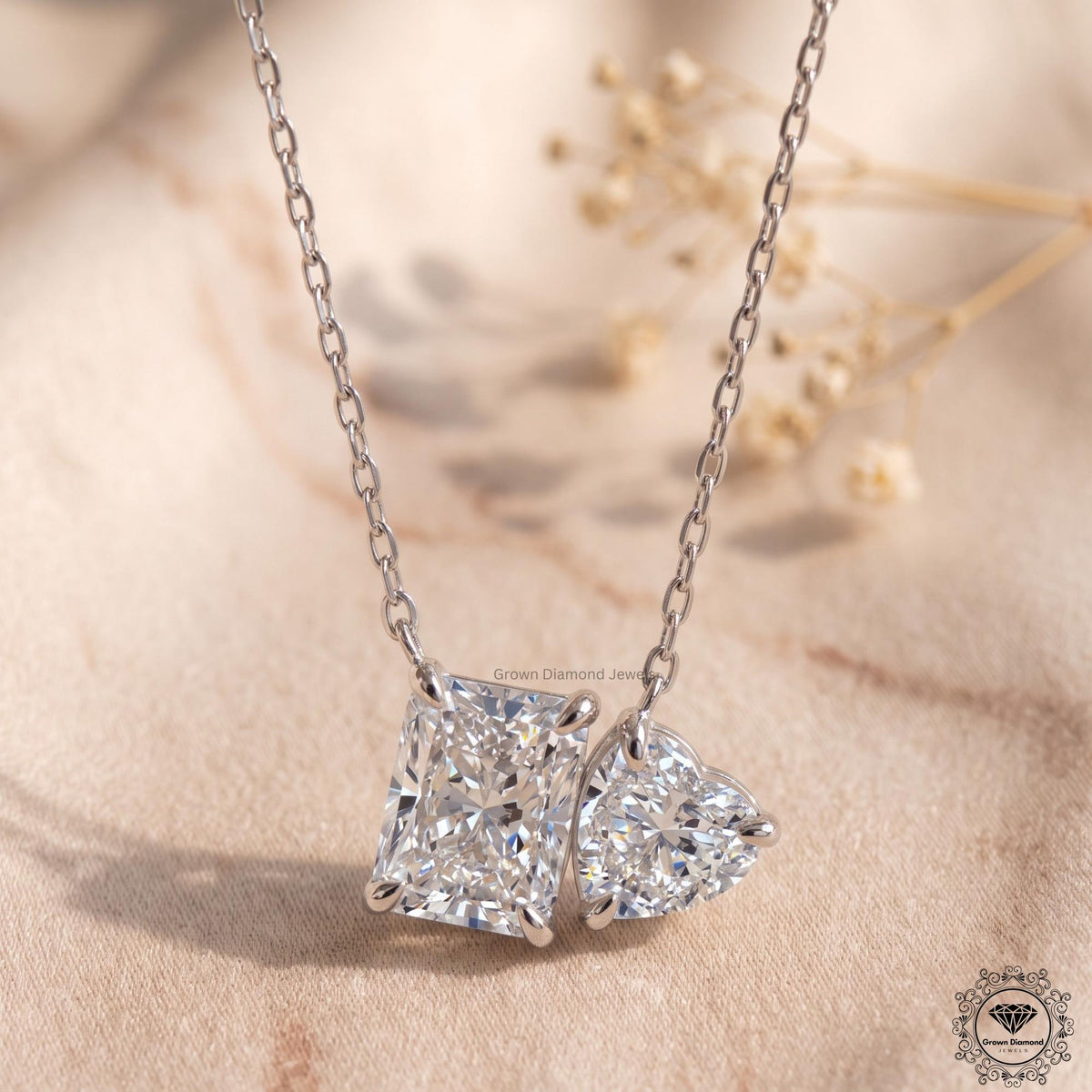 Radiant & Heart Lab Grown Diamond Toi et Moi White Gold - GrownDiamondJewels