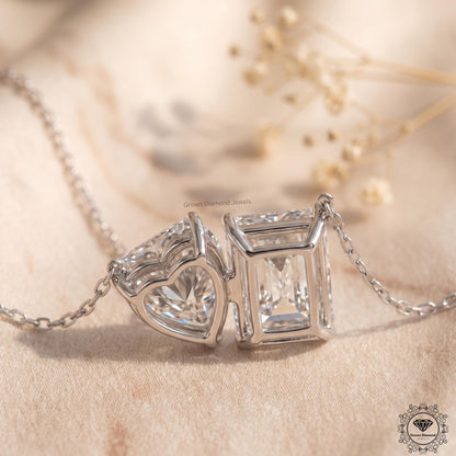 Radiant & Heart Lab Grown Diamond Toi et Moi White Gold - GrownDiamondJewels