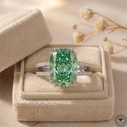 4CT Vivid Green Lab Grown Diamond Engagement Ring 14K Gold