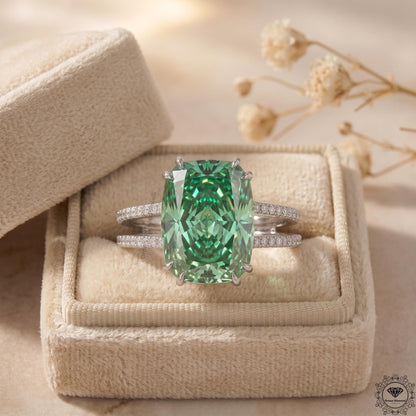 4CT Vivid Green Lab Grown Diamond Engagement Ring 14K Gold