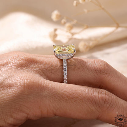 2ct Radiant Yellow Lab Diamond Engagement Ring 14K Gold