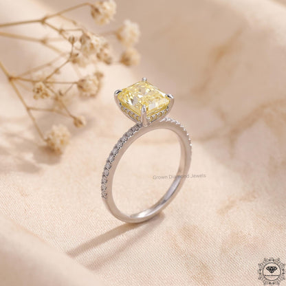 2ct Radiant Yellow Lab Diamond Engagement Ring 14K Gold