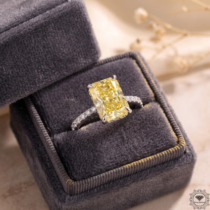 2ct Radiant Yellow Lab Diamond Engagement Ring 14K Gold