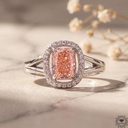 1.5 Ct Pink Lab Grown Diamond Cushion Cut Engagement Ring