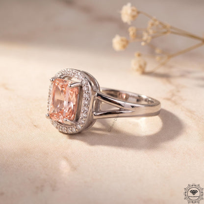 1.5 Ct Pink Lab Grown Diamond Cushion Cut Engagement Ring