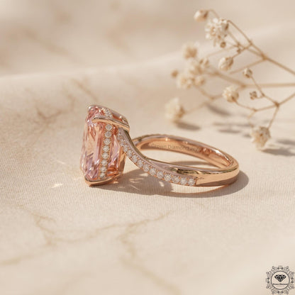 4ct Radiant Pink Lab Grown Diamond Engagement Ring 14K Gold
