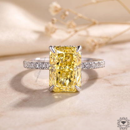 2ct Radiant Yellow Lab Diamond Engagement Ring 14K Gold