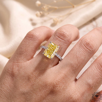 2ct Radiant Yellow Lab Diamond Engagement Ring 14K Gold