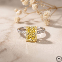 3ct Radiant Intense Yellow Lab Grown Diamond Hidden Halo Ring