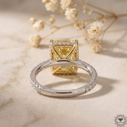 3ct Radiant Intense Yellow Lab Grown Diamond Hidden Halo Ring