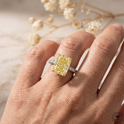 3ct Radiant Intense Yellow Lab Grown Diamond Hidden Halo Ring