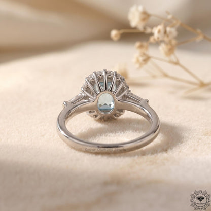 2Ct Intense Blue Radiant Lab Grown Diamond Engagement Ring