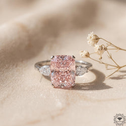 5 Carat Pink Lab Diamond 3 Stone Anniversary Ring Platinum