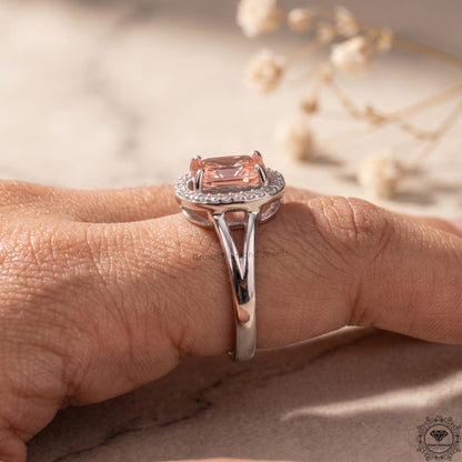 1.5 Ct Pink Lab Grown Diamond Cushion Cut Engagement Ring