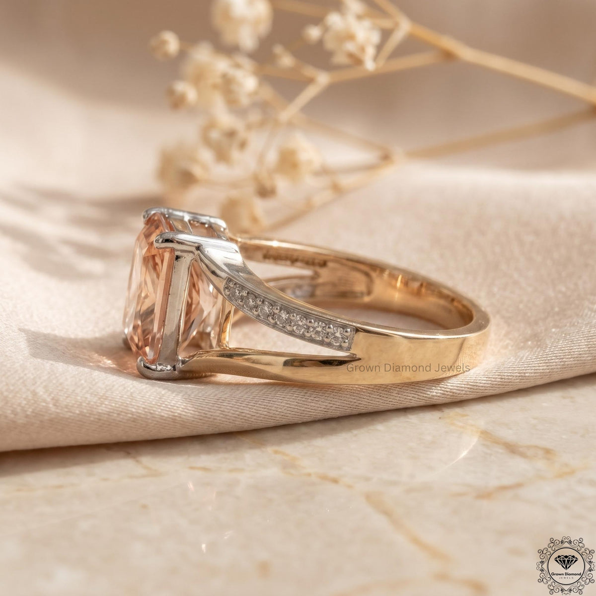 3CT Pink Radiant Lab Grown Diamond Ultimate Engagement Ring