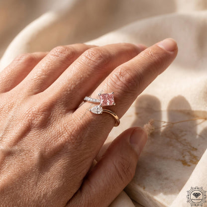 Toi Et Moi Pink Radiant & Pear Lab Grown Diamonds Two Stone Ring
