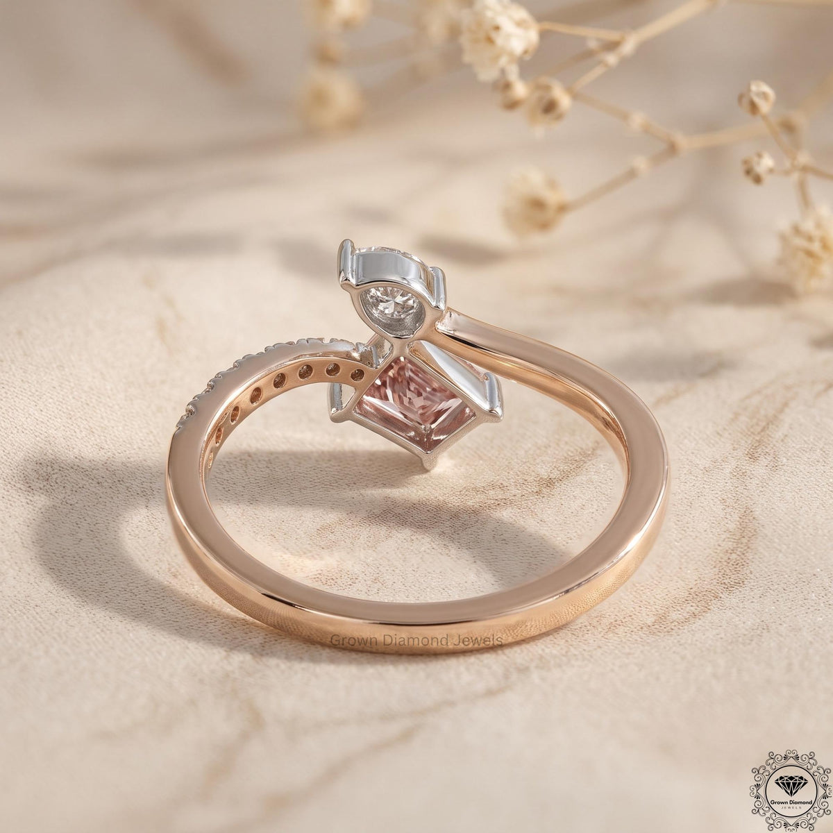 Toi Et Moi Pink Radiant & Pear Lab Grown Diamonds Two Stone Ring