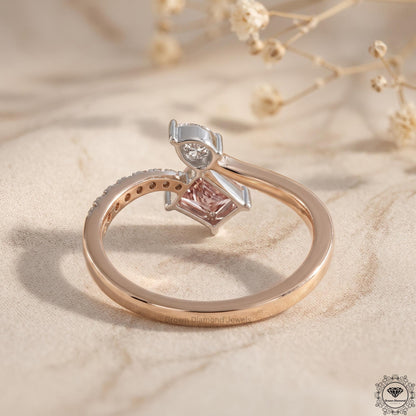 Toi Et Moi Pink Radiant & Pear Lab Grown Diamonds Two Stone Ring