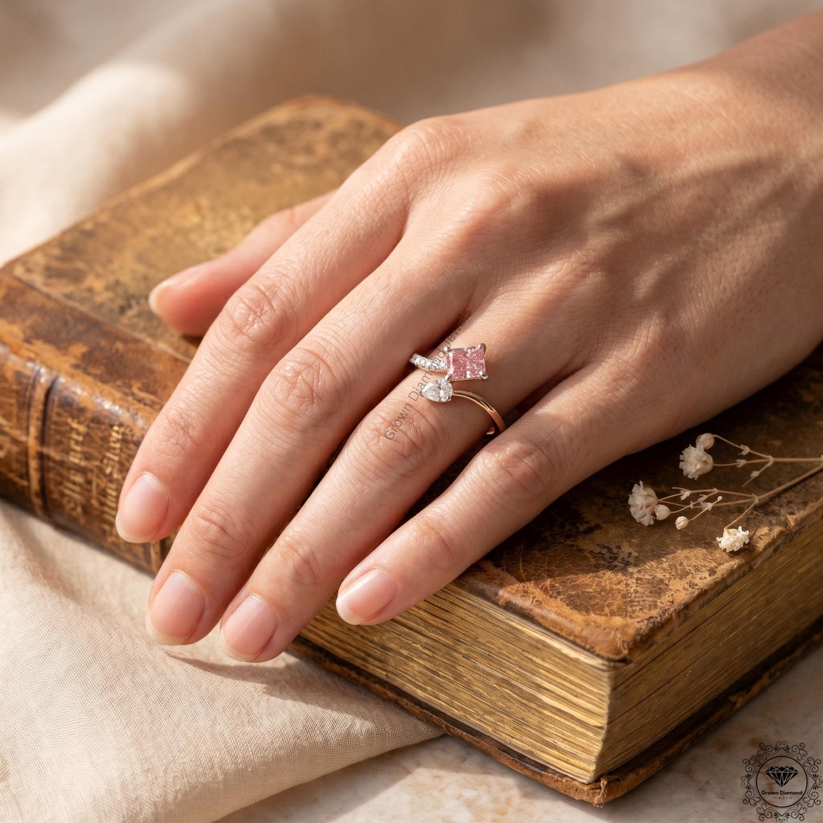 Toi Et Moi Pink Radiant & Pear Lab Grown Diamonds Two Stone Ring