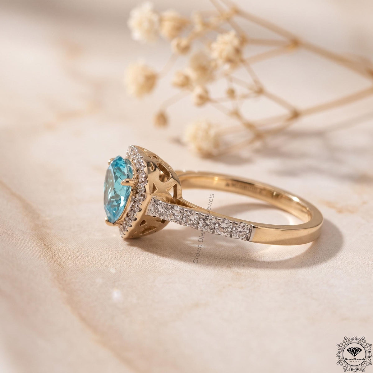 Fancy Blue Heart Cut Lab Grown Diamond Engagement Ring