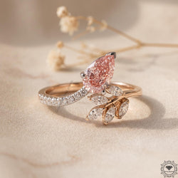 Pink Pear Lab Diamond Nature Inspired Leaf Engagement Ring