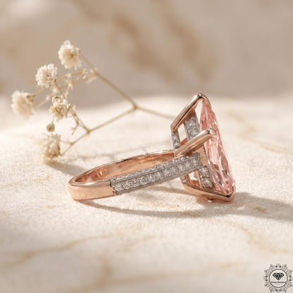 5 Ct Pink Lab Grown Pear Diamond Engagement Solitaire Ring