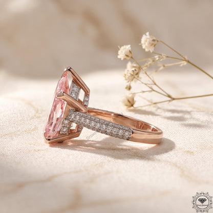 5 Ct Pink Lab Grown Pear Diamond Engagement Solitaire Ring