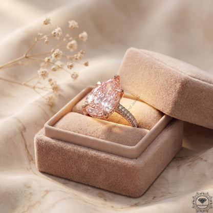5 Ct Pink Lab Grown Pear Diamond Engagement Solitaire Ring
