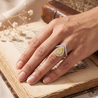 Fancy Intense Yellow Pear Lab Diamond Engagement Ring