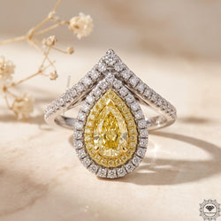 Fancy Intense Yellow Pear Lab Diamond Engagement Ring